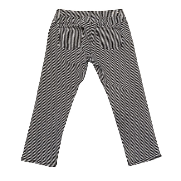 CABi #324 Johnny Crop Railroad Cropped Navy and White Striped Jeans 2 - Picture 4 of 13